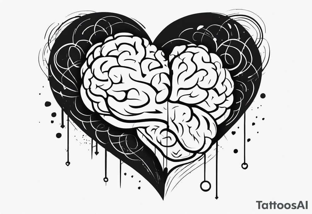 Brain, heart, love, abstract, symbolism, perseverance, heart break makes you strong, worth it, pain makes you stronger tattoo idea