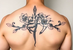 Tiki, Blumen, Wellen, Equid, Schildkröte, #299 (Klein), schwarz, old school, Oberarm tattoo idea