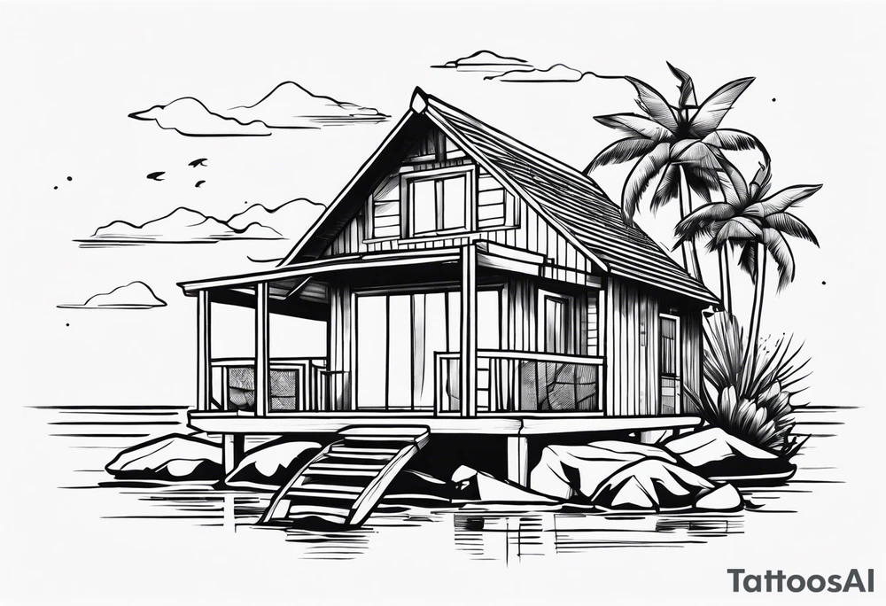 travel tattoo sea hut tattoo idea