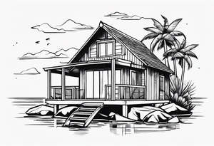 travel tattoo sea hut tattoo idea