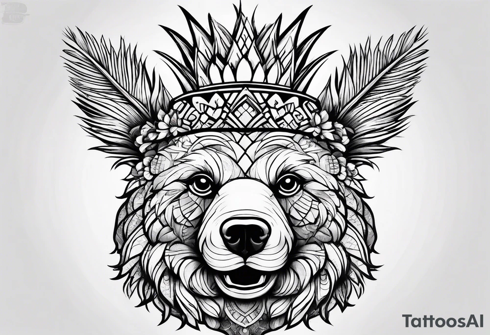 Cute pineapple bear tattoo idea