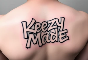 Graffiti spray paint style big fat hollow bubble style lettering as one  (KeezY MadE) tattoo idea