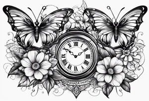 Sands of time with butterflies and flowers and lots of color tattoo idea