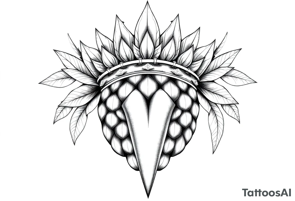Majestic crown pineapple ,vagina and anus tattoo idea