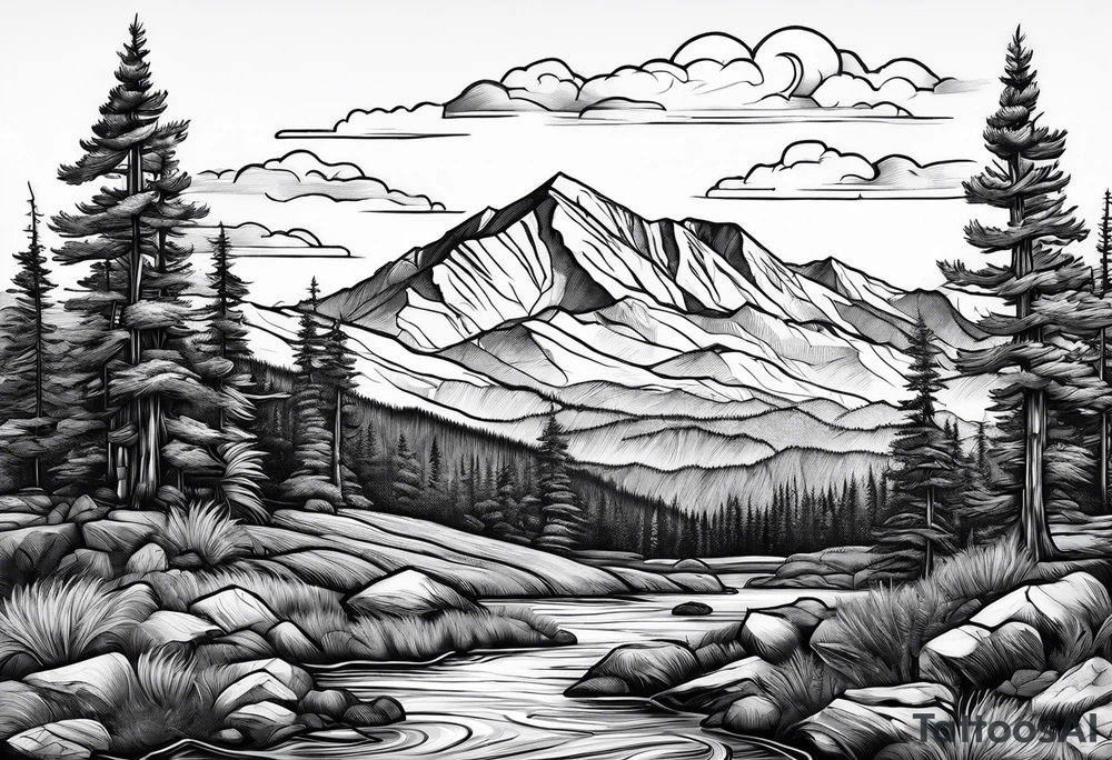 Pikes peak Colorado mountain tattoo idea