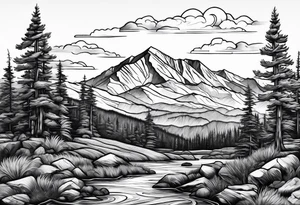 Pikes peak Colorado mountain tattoo idea
