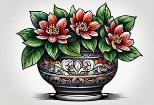 small flowerpot with a flower that has not bloomed yet tattoo idea