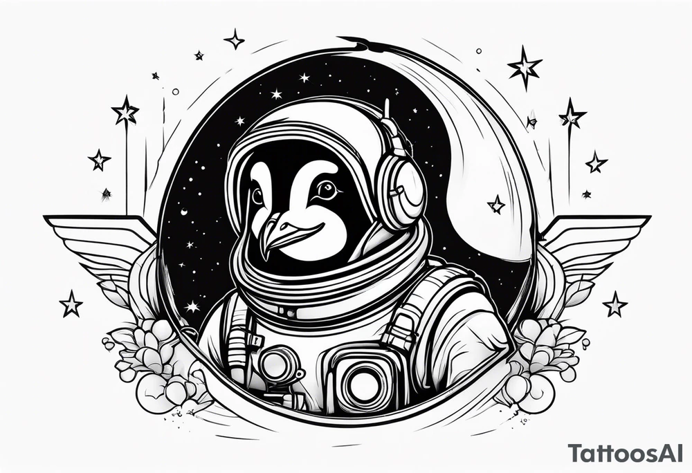 Pinguin astronaut tattoo idea