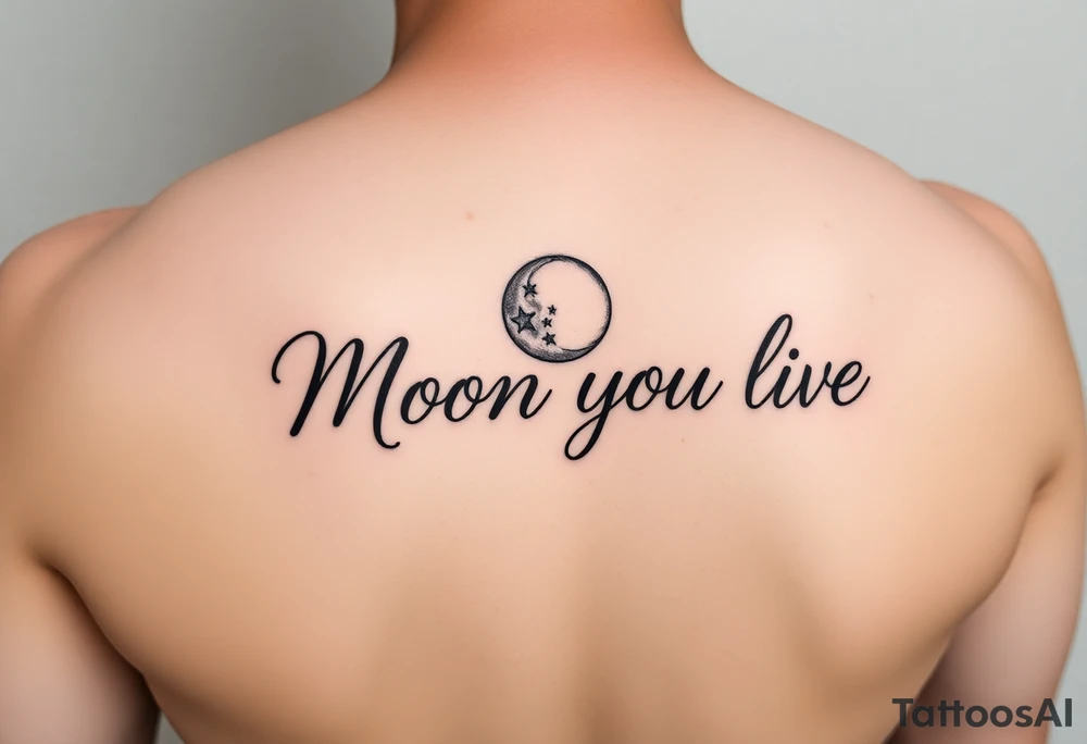 The words "Moon of my life" in script with a Moon and stars tattoo idea