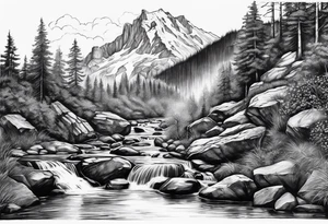 Stream going to waterfall from path tattoo idea