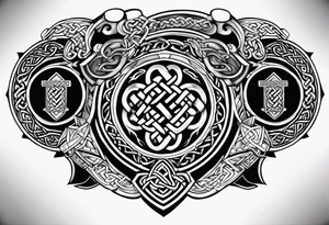 A combination of Celtic bands, Scottish shields, and a black power fist tattoo idea