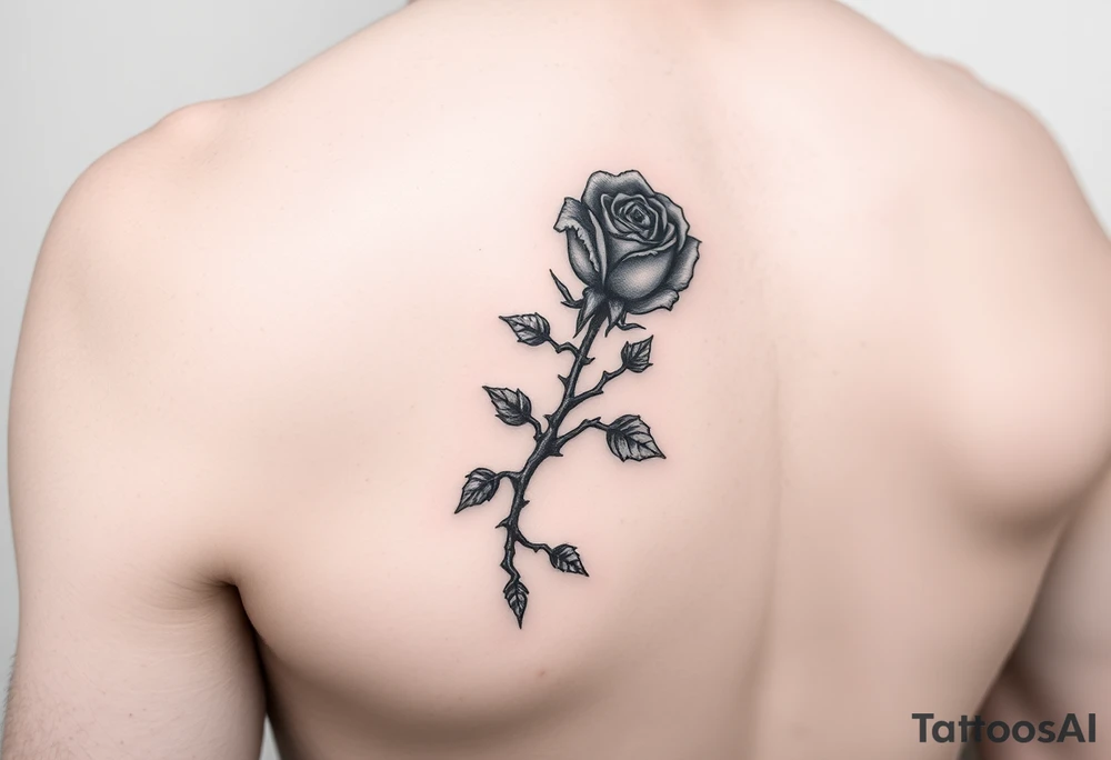 Upper arm tattoo of a rose thorn vine stabbed inside of the wrapped around forearm tattoo tattoo idea