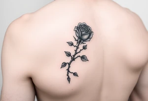 Upper arm tattoo of a rose thorn vine stabbed inside of the wrapped around forearm tattoo tattoo idea