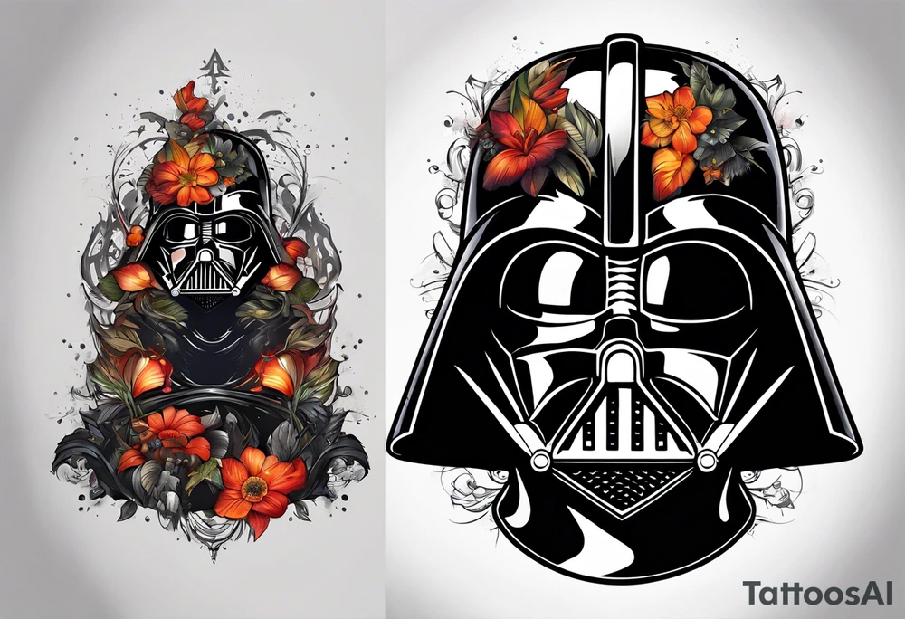 Burnt darth vader helmet tattoo idea