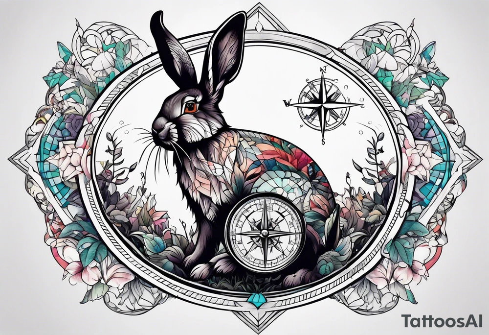 Compass wonderland  dead 
rabbit tattoo idea