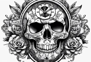 Tattooo that shows that nothing is forever with a skull and a watch tattoo idea