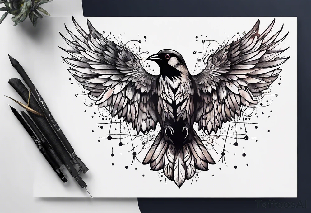 Constellation, bird wing , animal, snow , cross tattoo idea