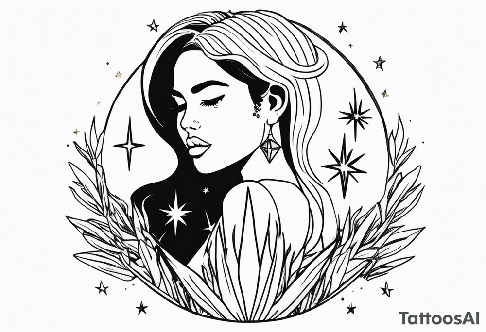 Friendship Yucca Love Mond Star power woman tattoo idea