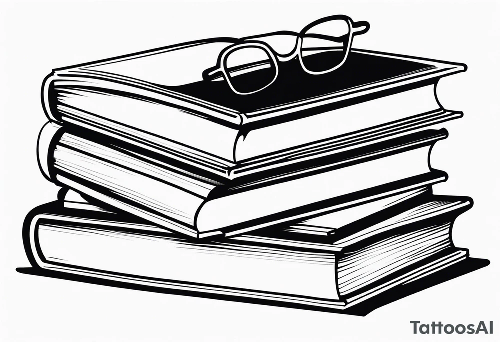 Open book on top of a stack of books tattoo idea