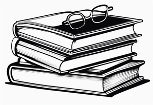 Open book on top of a stack of books tattoo idea