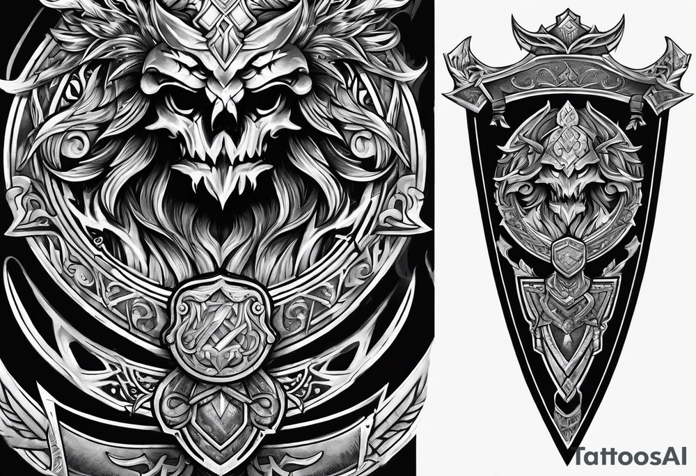 Valhalla sword shield axe tattoo idea