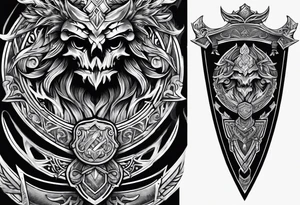 Valhalla sword shield axe tattoo idea