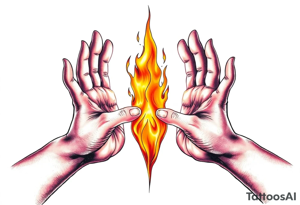 Fire between hands tattoo idea