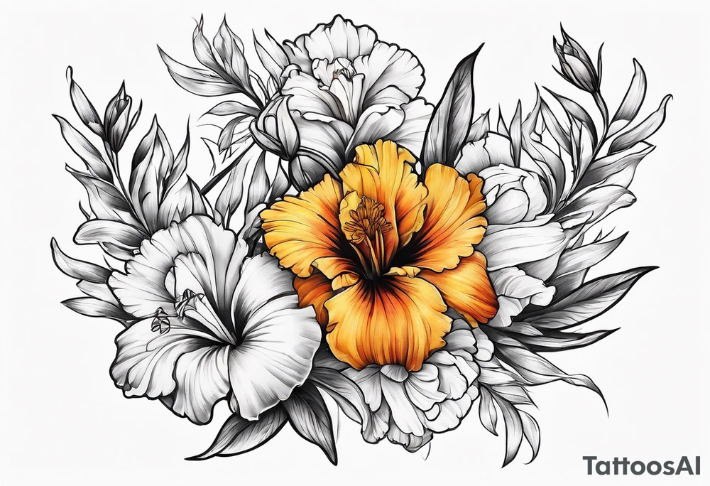 Marigold and gladiolus tattoo idea