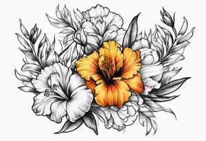 Marigold and gladiolus tattoo idea
