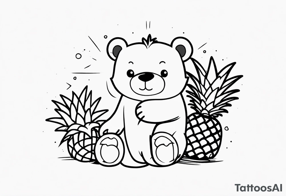 Bear loves pineapples and coconuts tattoo idea