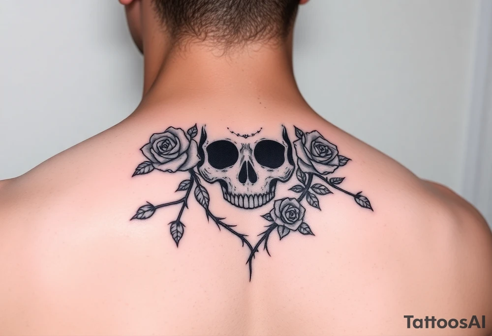 gothic skull intertwined with climbing roses and thorny vines tattoo idea gothic skull intertwined with climbing roses and thorny vines tattoo idea