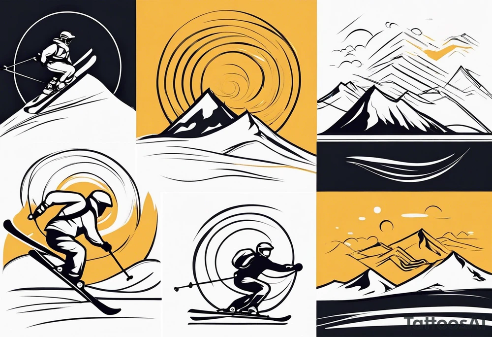 Skier in motion, single line tattoo idea