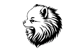 A realistic stencil silhouette style drawing of Pomeranian tattoo idea