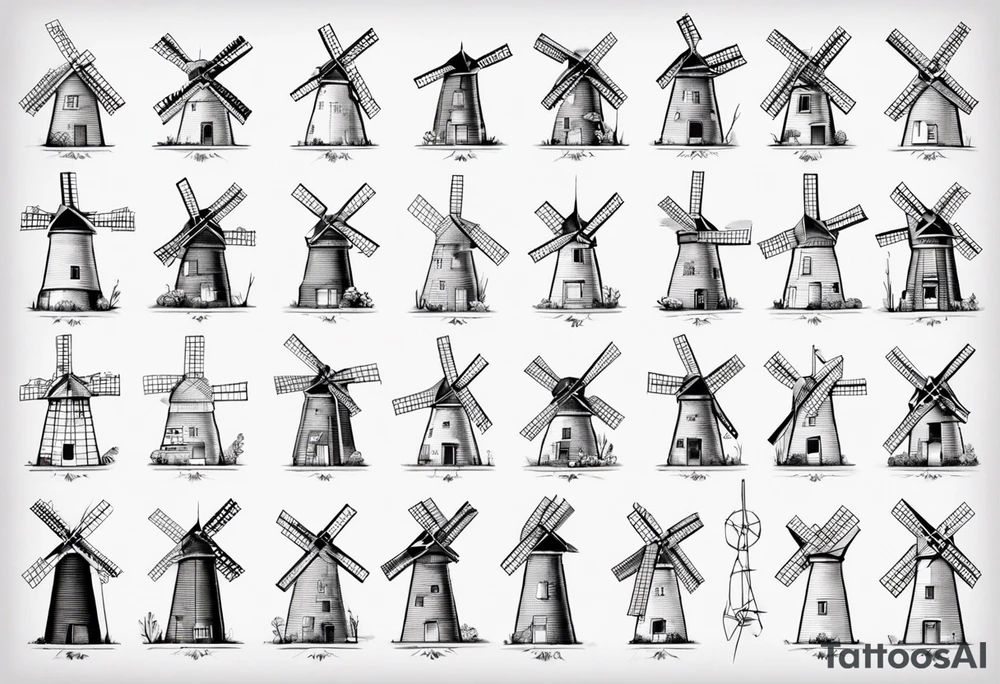The mathematical dutch windmill graph from graph theory that is cute, with vertices and edges, not an actual wind tattoo idea