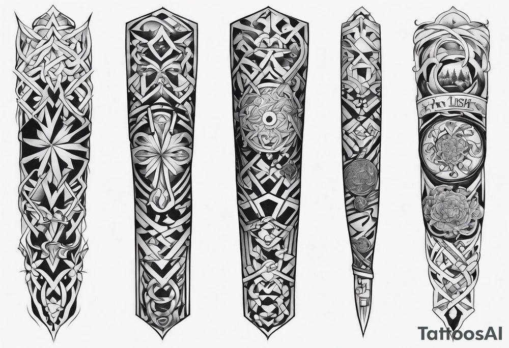 full arm sleeve irish tattoo tattoo idea