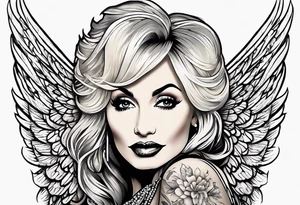 Dolly Parton with angel wings tattoo idea