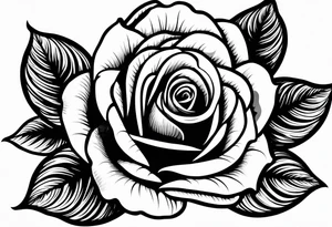 A black and white detailed rose with a lot of shading tattoo idea