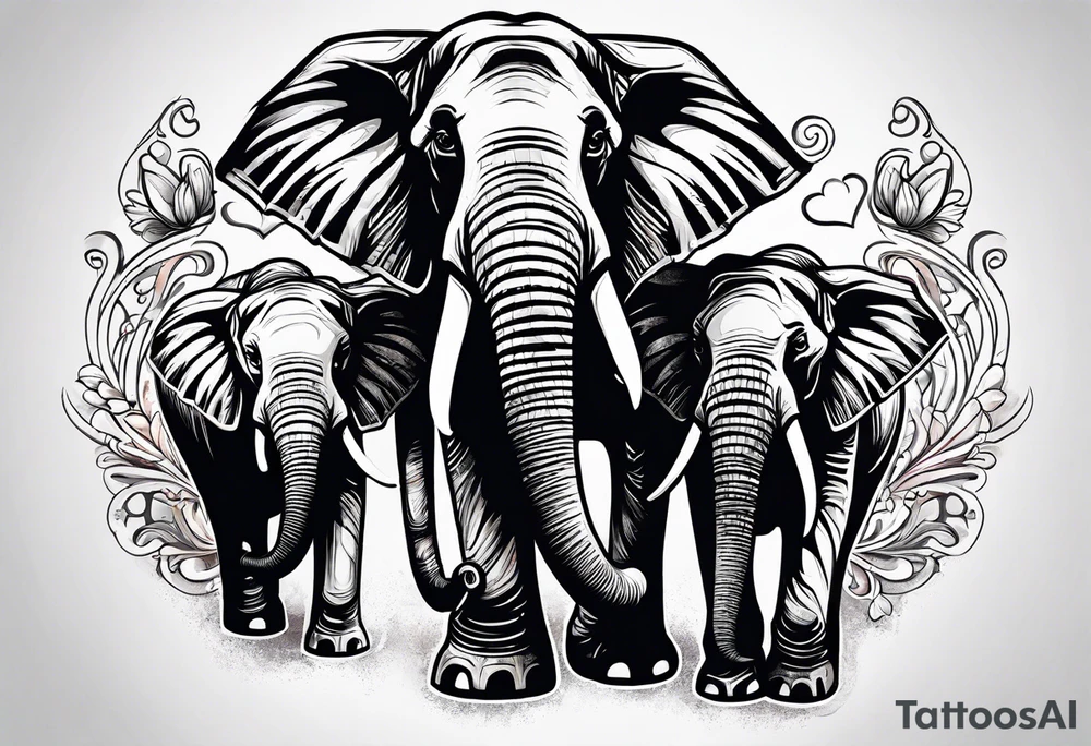 mother daughter , elephants tattoo idea
