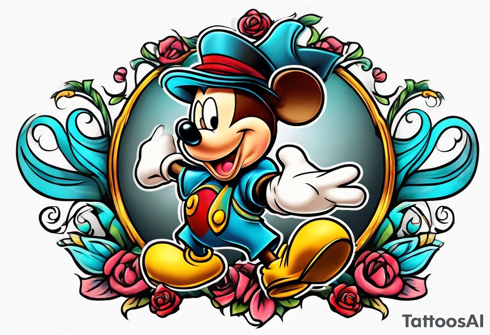 cartoon man in style of Disney tattoo idea