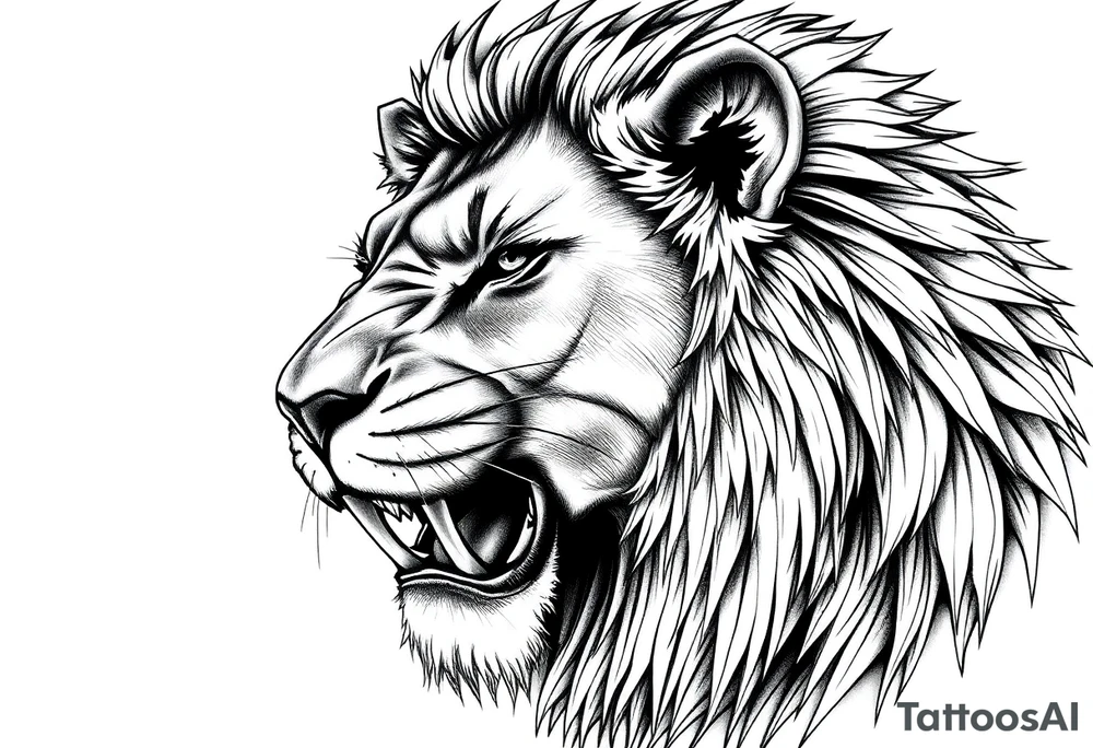 an image of a fierce lion from jamaica close up tattoo idea