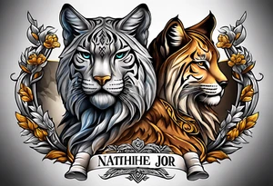 3 Names( Nathaniel Jr., Landon, Lynx) and a creative quote from a father to his sons about hard work, dedication, protection, raising men, loving them, sacrifice, integrity tattoo idea