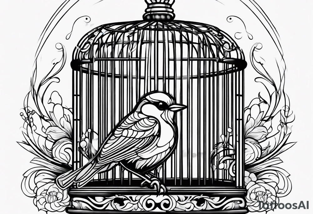 Empty bird cage tattoo idea