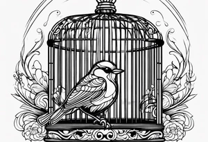 Empty bird cage tattoo idea