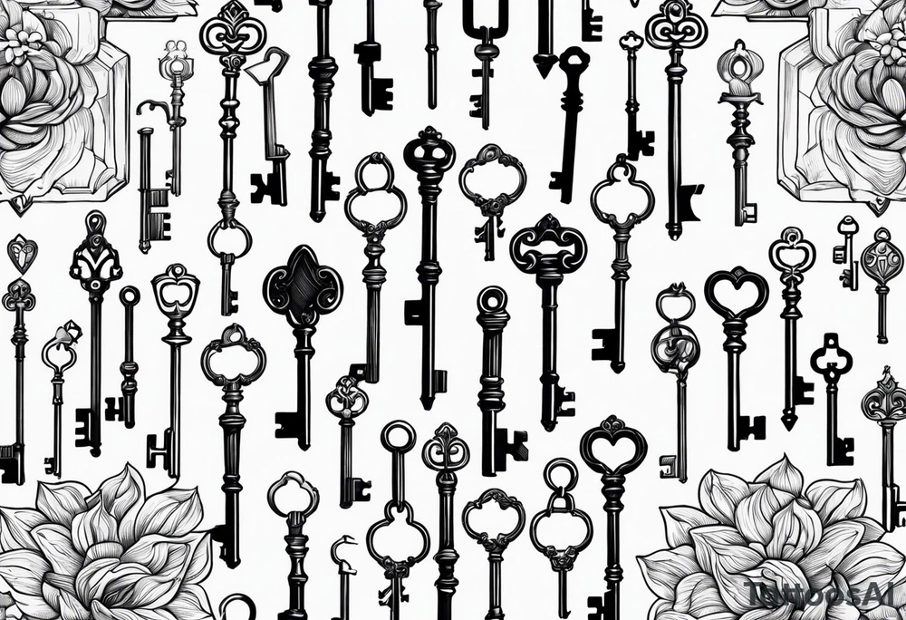 a very little set of keys just lines for a tattoo no bigger than 3cm tattoo idea