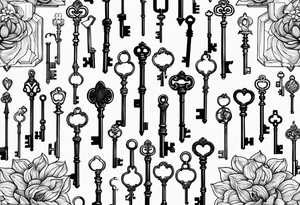 a very little set of keys just lines for a tattoo no bigger than 3cm tattoo idea