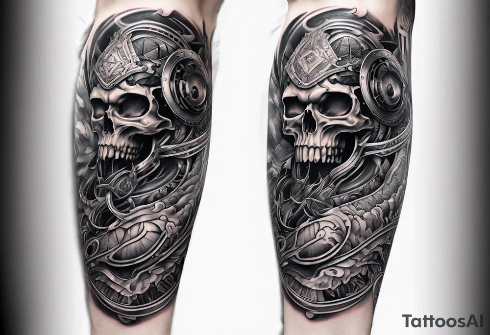biomechanical arm sleeve tattoo idea