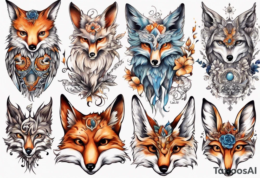 Eule und fuchs fantasie tattoo idea