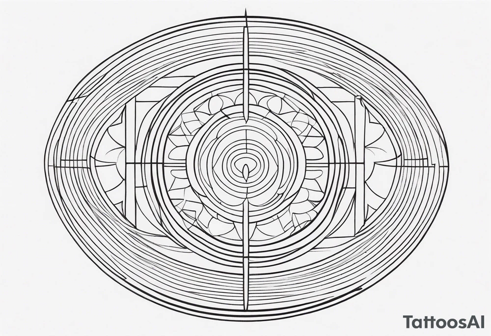 Geometric abstract tattoo, buddhism inspired, oval design tattoo idea