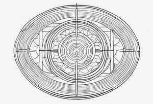 Geometric abstract tattoo, buddhism inspired, oval design tattoo idea