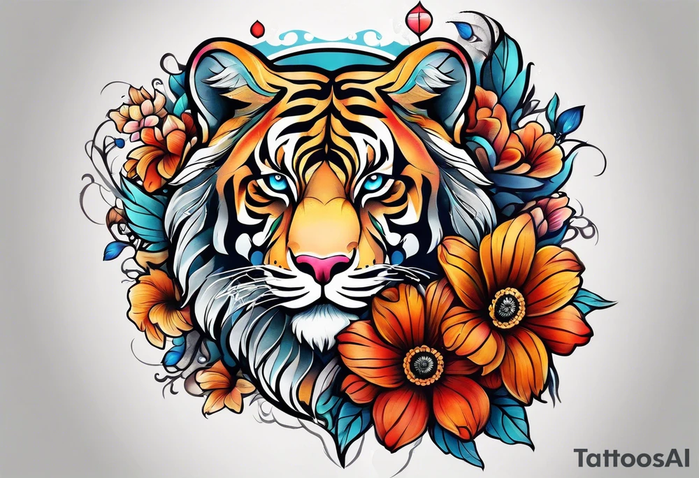 animal , flower tattoo idea